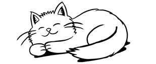 Fluffy Kitty mascot sleeping